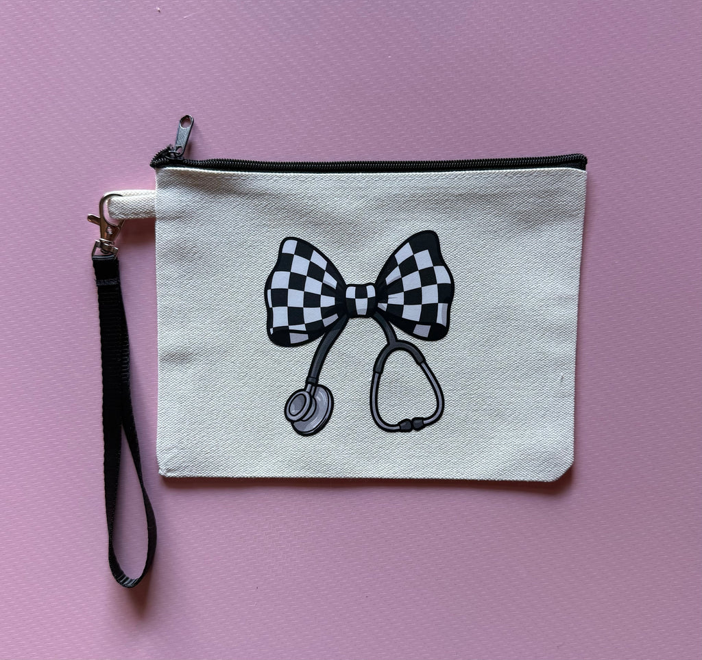 Printed Canvas Wristlet Bag