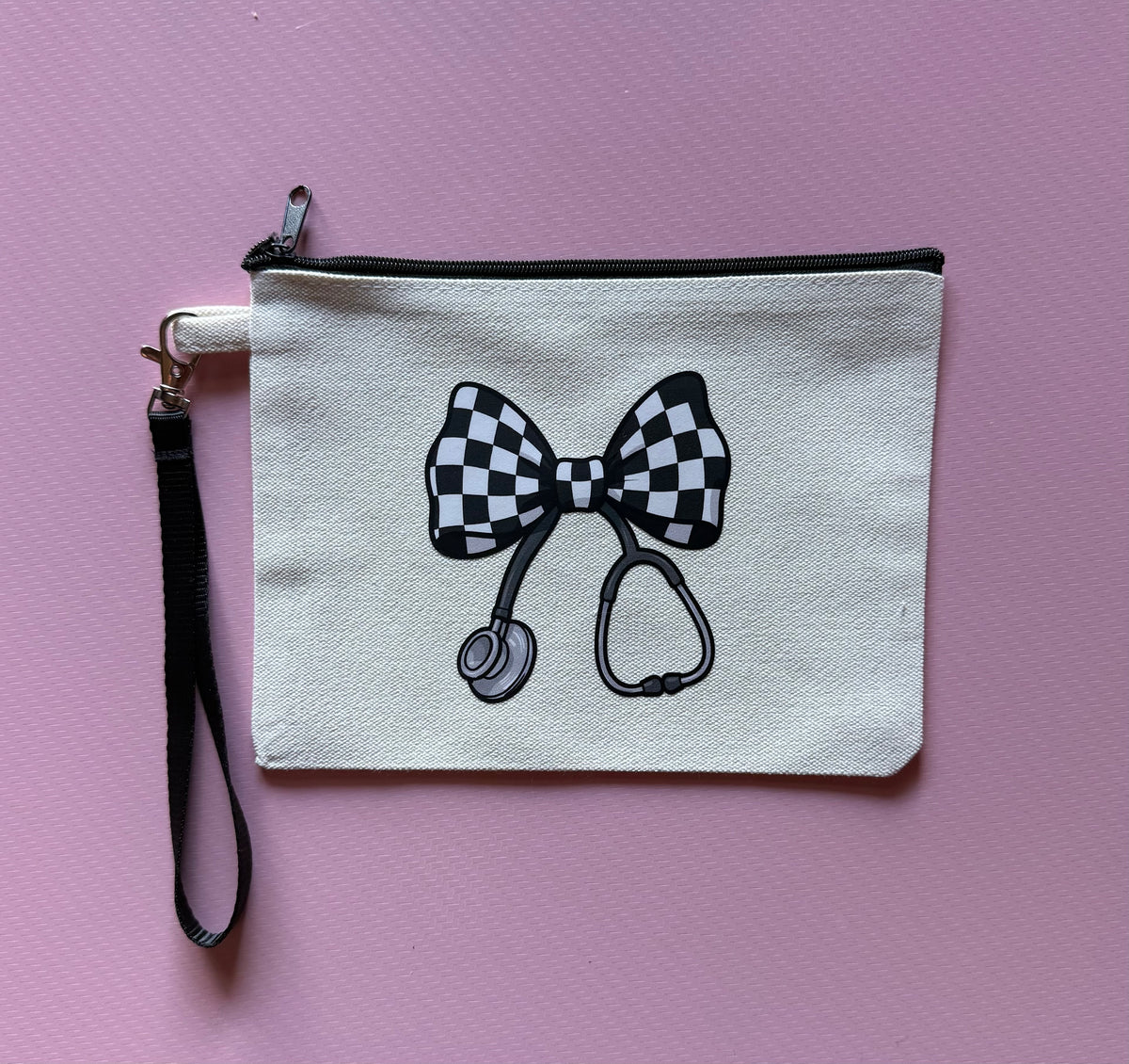 Printed Canvas Wristlet Bag