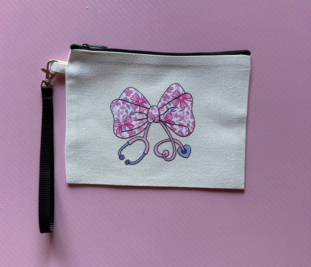 Printed Canvas Wristlet Bag